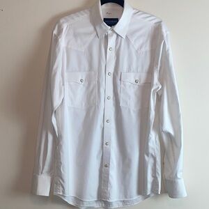 Lucchese Pearl Snap Men's Classic White Button-Down Western Shirt Size Medium